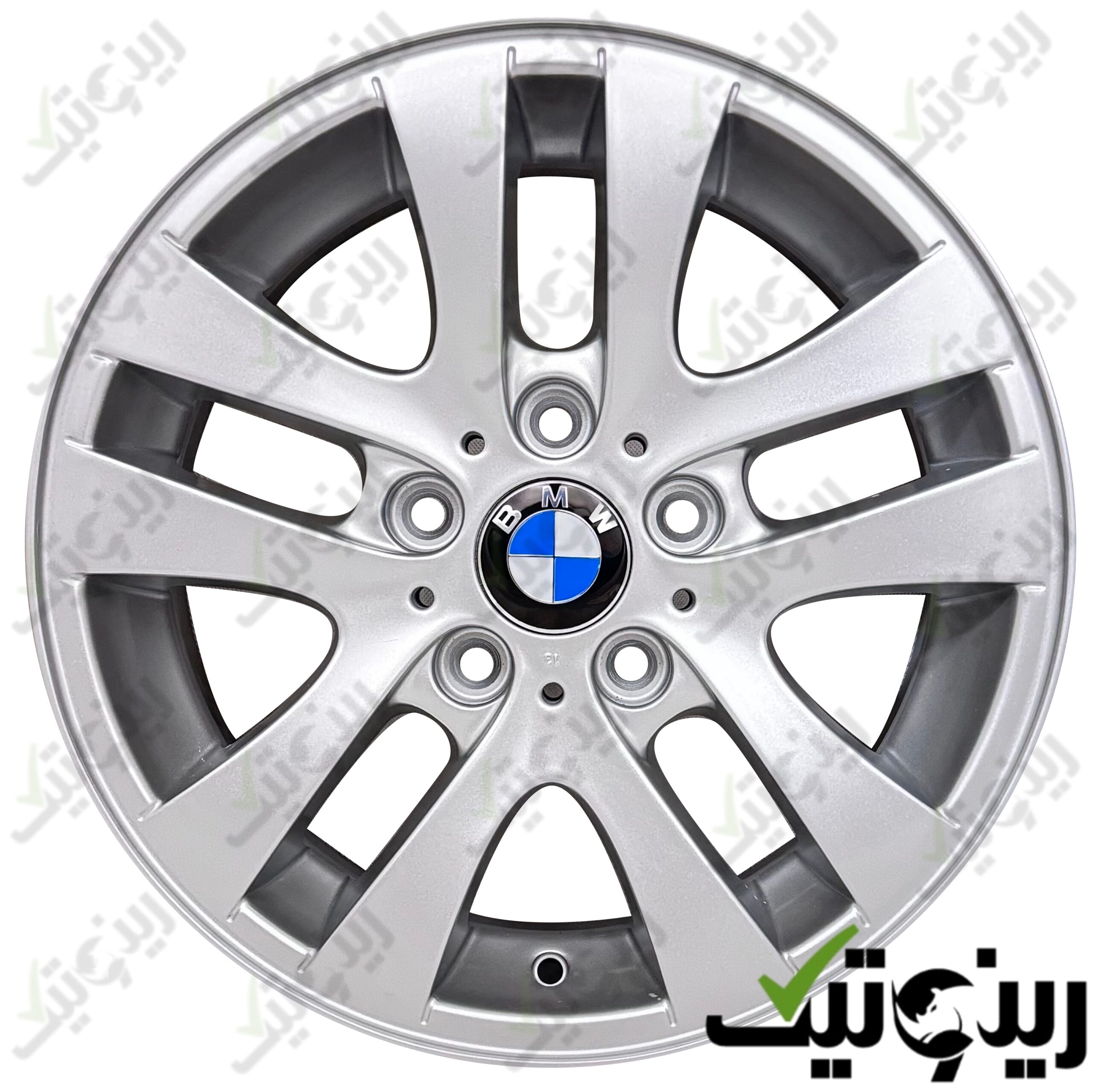 Made with LogoLicious Add Your Logo App رینگ فابریک بی ام و 320i سایز 16 اینچی رنگ سیلور - Image 1