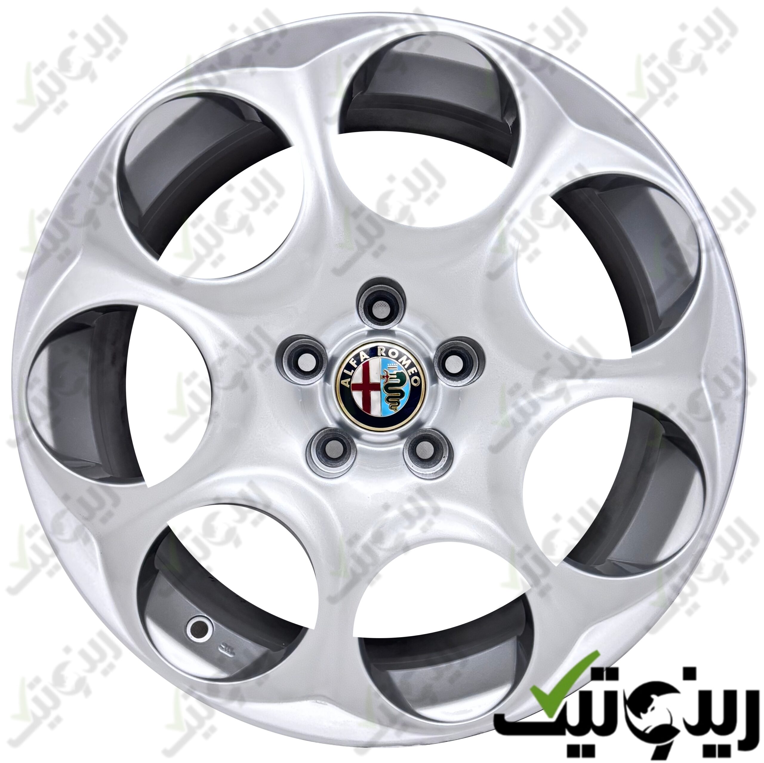 Made with LogoLicious Add Your Logo App رینگ فابریک آلفارومئو 17 اینچی رنگ سیلور - Image 1